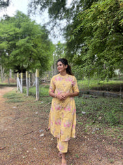 Yellow Floral Cotton Coord Set