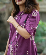 Wine Floral Cotton Coord Set