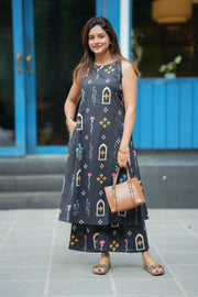 Ethnic Black Cotton Co-ord Set ( Sleeveless)