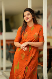 Tangerine Leaf Cotton Co-ord Set