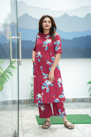 Valentine Red Cotton Co-ord Set