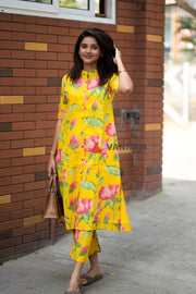 Yellow Lotus Cotton Co-ord Set