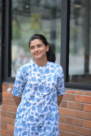 Blue Floral Cotton Coord Set