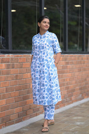Blue Floral Cotton Coord Set