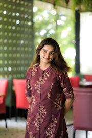 Brown Floral Cotton Coord Set