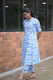 Blue Floral Cotton Coord Set