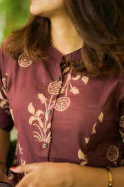 Brown Floral Cotton Coord Set