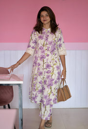 Floral Lavender Cotton Co-Ord Set