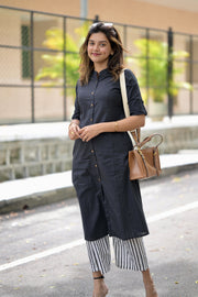 Black Stripes Cotton Co-Ord Set