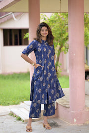 Ethnic Blue Cotton Co-Ord Set