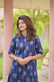 Ethnic Blue Cotton Co-Ord Set