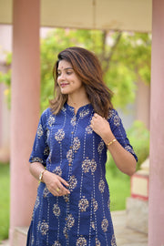 Ethnic Blue Cotton Co-Ord Set