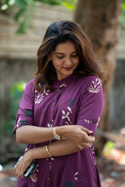 Wine Floral Cotton Coord Set