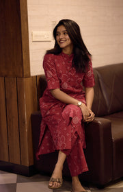 Red Bandhani Cotton Co-ord Set
