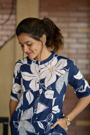 Blue Secret Blossom Cotton Co-Ord Set