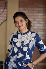 Blue Secret Blossom Cotton Co-Ord Set