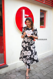 Black Floral Cotton Co-ord Set