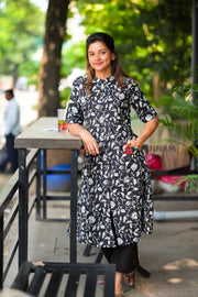 Ethnic Black Cotton Co-ord Set