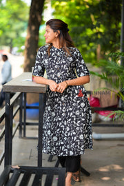 Ethnic Black Cotton Co-ord Set