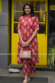 Red Cotton Co-ord Set