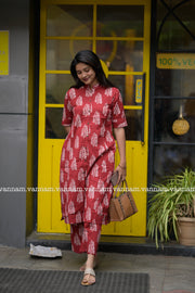 Red Cotton Co-ord Set