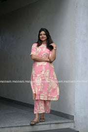 Pink Rose Cotton Co-ord Set