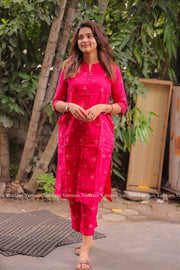 Fuchsia Pink Bandhani Cotton Co-ord Set