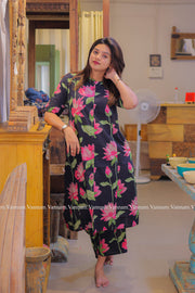 Black Lotus Cotton Co-ord Set