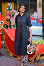 Black Floral Cotton Coord Set