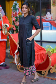 Black Floral Cotton Coord Set